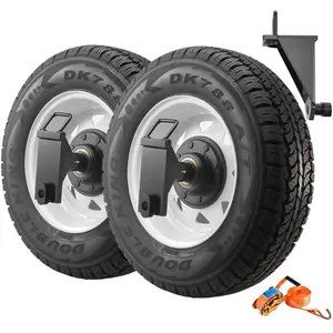 VEVOR 8-Lug Steel Shipping Container Wheels Kit, Heavy-Duty Anti-Rust Coated Wheels, Ratchet Tie-Down Accessory with Ratchet Hooks & U-Handle Grip, for 20 ft-40 ft Container Moving, Dock Use