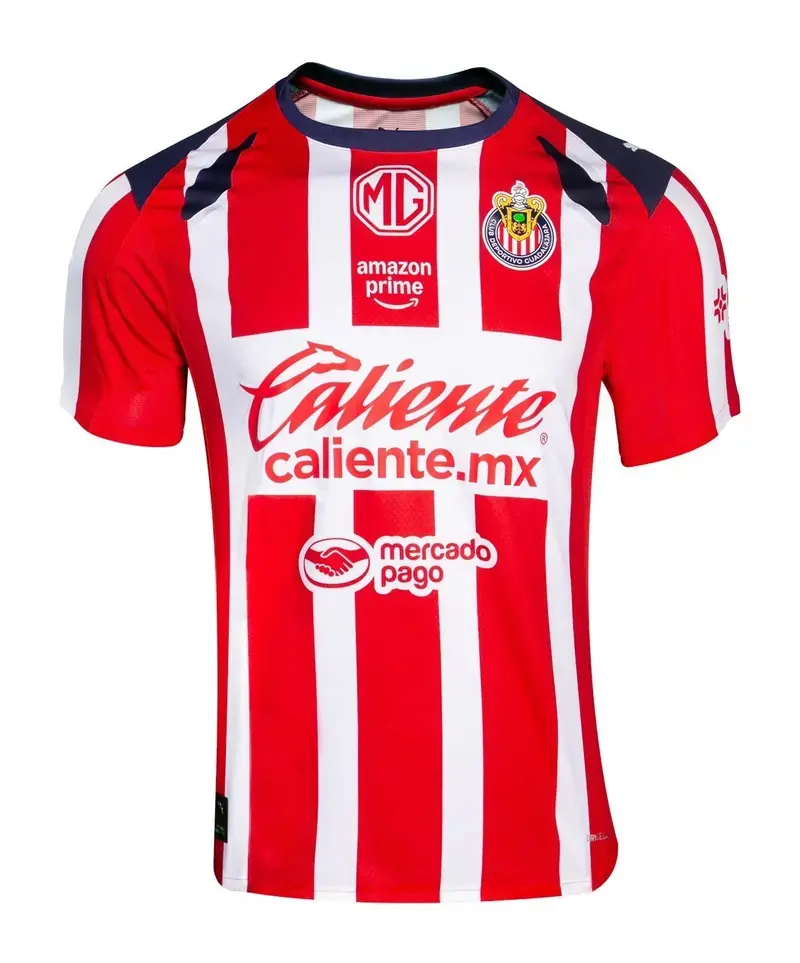 Chivas Inspired 25/26 Home Style Soccer Jersey, Mexican Football Shirt, Red White Soccer Outfit, Professional Player Style Kit, Unisex Fan Jersey