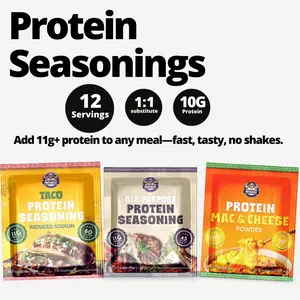 Proteinized Protein Seasoning Sample Pack - 12 Servings - 10g Protein Per Serving - Low Calorie - Bariatric Support - 1:1 Substitute for Other Seasoning - No Carbs - Bone Health - Muscle Recovery - Post Workout Fitness Nutrition - Edible Healthcare -Spice