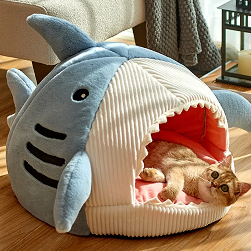 Enclosed Warm Cat Bed Home For Portable Pet Beds Sweet Kittens Basket Cushion Cat Pillow Mat Tent Puppy Nest Cave Cats House Goods