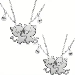2Set Best Friend Pendants Jewelry Necklace,Matching Friendship Necklaces for Bestie Sister Perfect for Besties Couple Matching Gift
