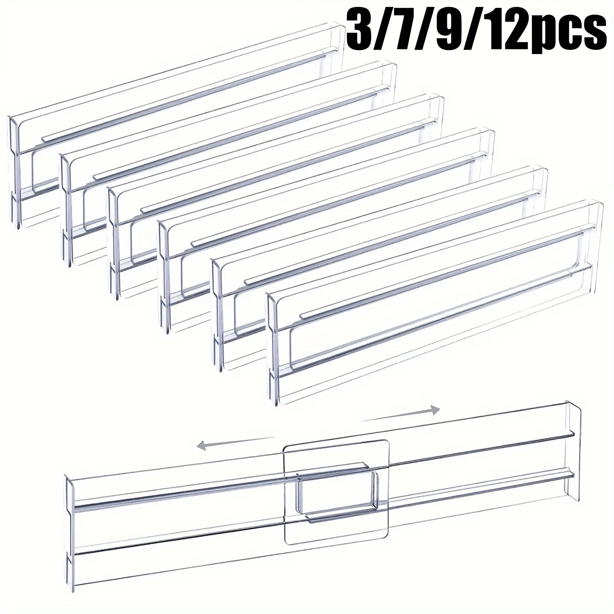Transparent Plastic Dividers for Drawers, Adjustable Organizers, Closet Organiser for Clothing, Kitchen, Office, Cosmetics, Ideal for Home Storage, Clear Organizer, Bedroom Organizer