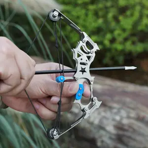5.9inch Stainless Steel Mini Bow and Arrow Set for Archery Practice Leisure Decompression Shooting Entertainment Sports Holiday Toy Gift - Outdoor Stretching Gear