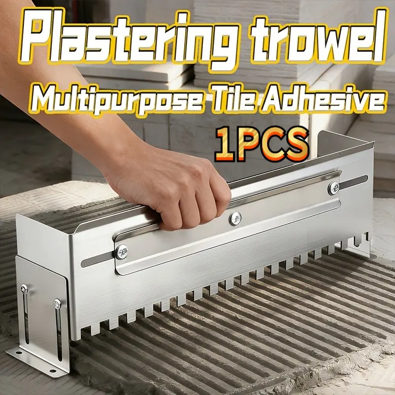 Adjustable 300-600mm Stainless Steel Notch Trowel, 12mm Square Notch Thinset Spreader, Telescopic Tile Grooving Tool for Professionals & DIY Projects, Tile Installation Tools