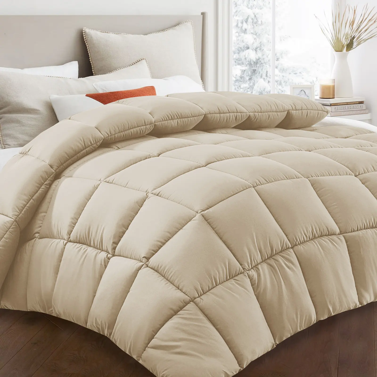 Beige - Square checkered pattern