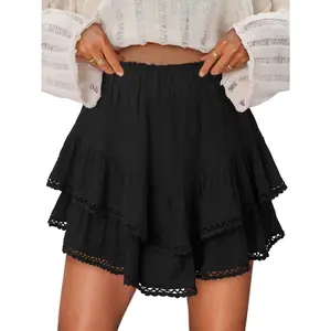 onlypuff Flowy Shorts for Women Ruffle Skirts Mini Skirts High Waisted Teen Gilrs Tennis Skirt Summer Shorts