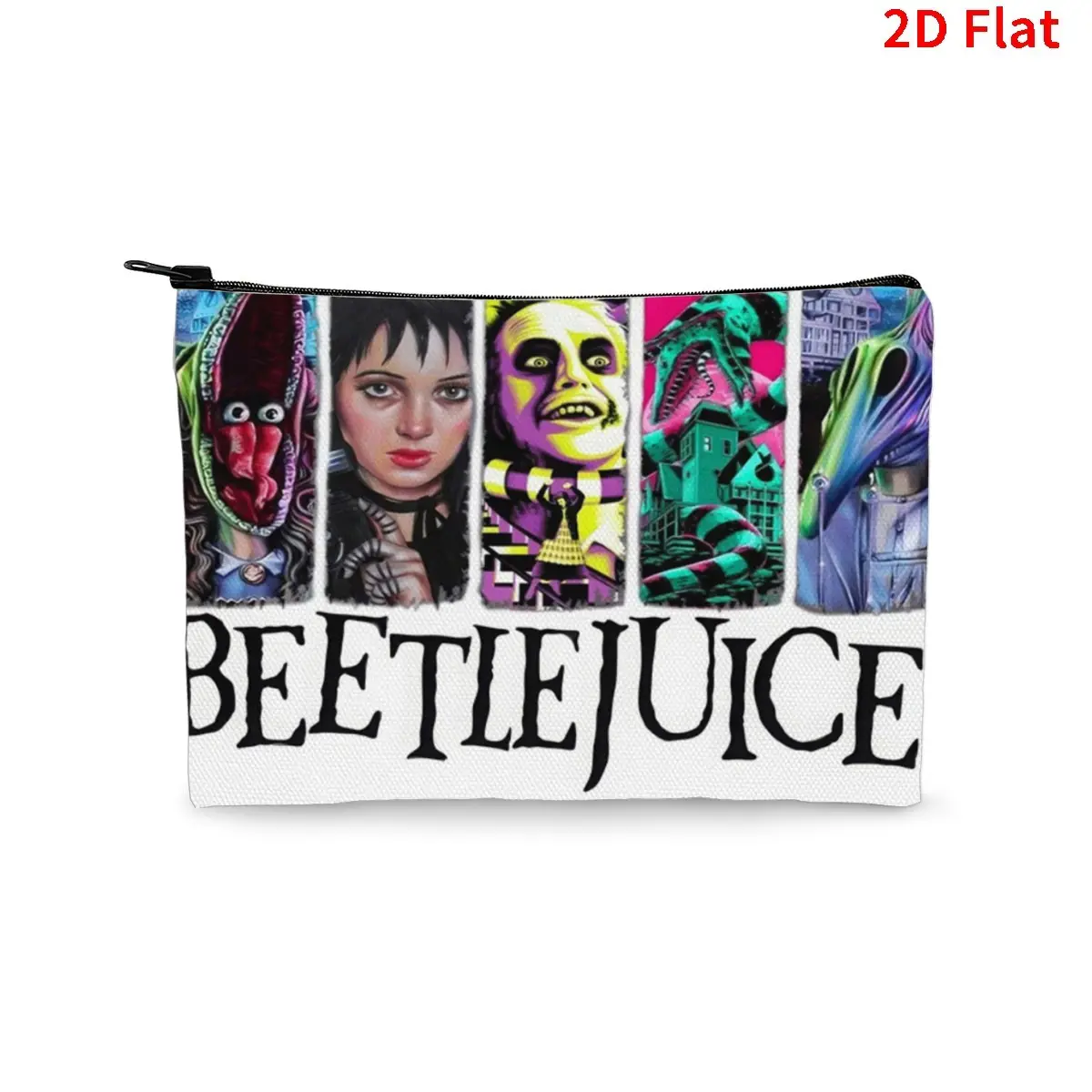 Beetlejuice Inspired Cosmetic Bag - Retro Movie Character Print Makeup Pouch with Zip Closure, Stylish Travel Toiletry Bag for Fans, Durable Organizer for Cosmetics & Accessories