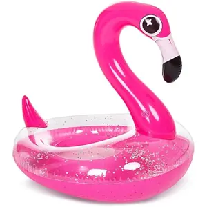 JOYIN Inflatable Flamingo Pool Floats - Flamingo Pool Tube Swim Ring Floaties with Glitter for Adults Kids Floating, Fun Beach Lake Floaty Raft, Summer Swimming Pool Toys Party Decorations