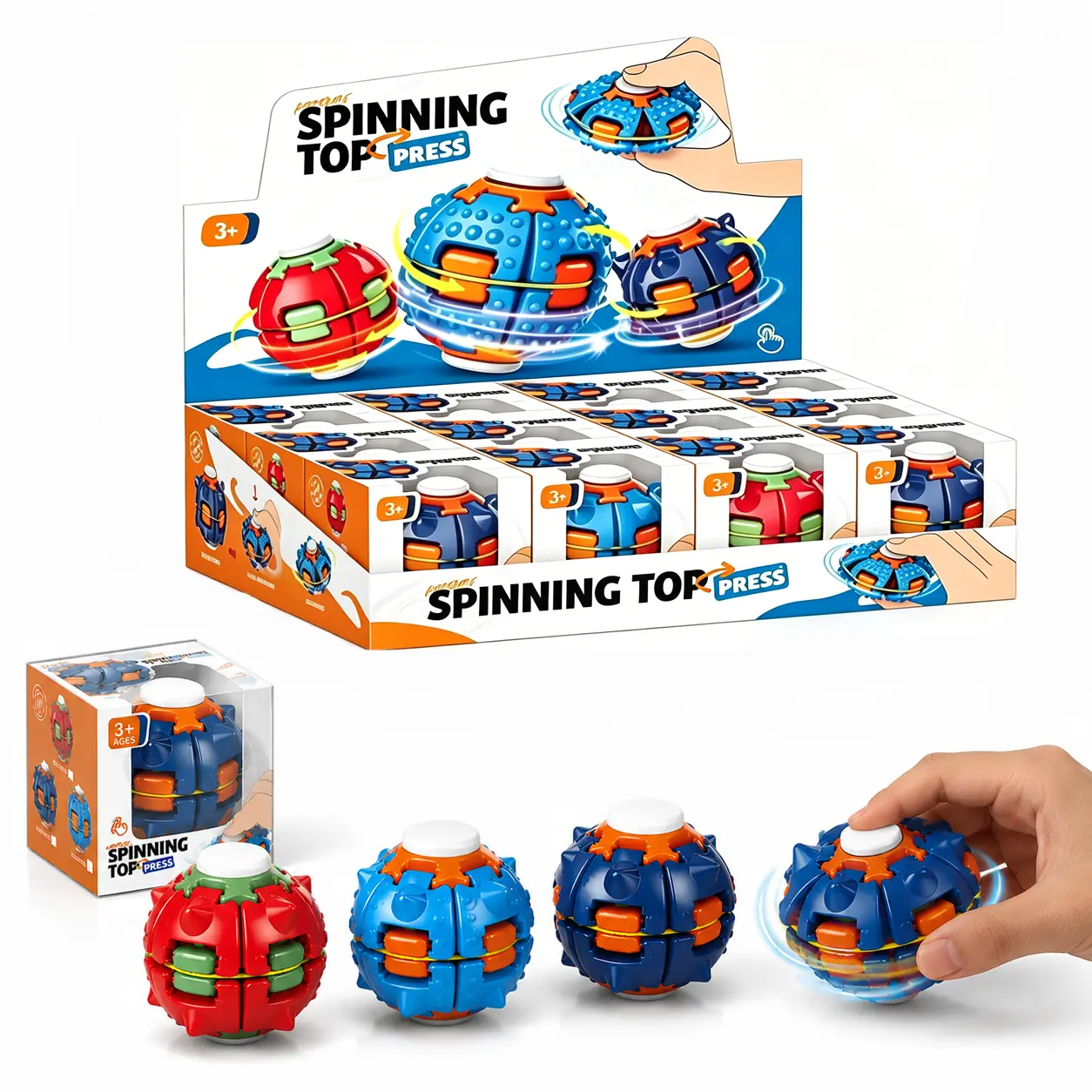 1 Piece Transforming Fidget Ball, Press to Spin Gyro Toy with Smooth Rotation, Creative Desk Gadget, Relaxing Handheld Spinner & Unique Gift Choice