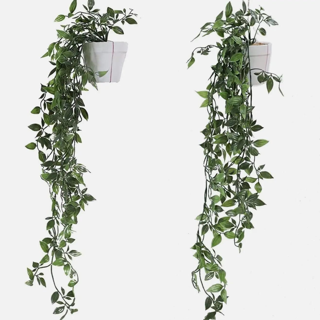 Set of 2 Hanging Artificial Plants Vines Plastic Fake Plants Plant Pot for Home Kitchen Garden Office, Black, Indoor & Outdoor Wall Decoration Decorative Faux