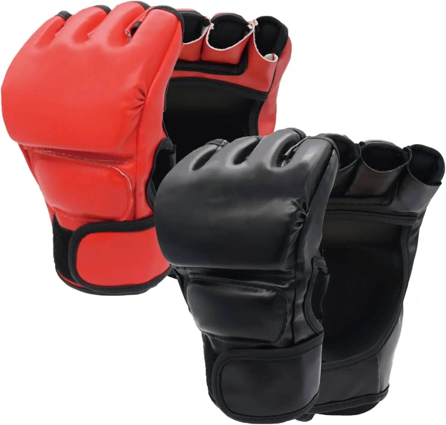 2-Pair PU Leather Boxing Gloves, Shockproof Pad Design, Customizable Fit Boxing Equipment for Beginner Daily Training & Professional Sparring, Adult Kickboxing