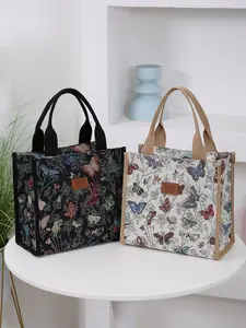 Women's Butterfly Pattern Handbag, Fashionable Zipper Handbag for Daily Used, Casual Trendy Versatile High-quality Daily Commuting Bag, Casual Trendy Purses