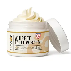 LiveGood Whipped Tallow Balm, Grass Fed Beef Tallow for Skin with Vitamins A, D, E, K, Deeply Moisturizing Beef Tallow Moisturizer for Face and Body Hydration