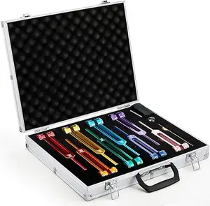 Tuning Fork Set Chakra Tuning Fork Multiple Hz Tuning Forks for Healing with Aluminum Box, Tuning Fork Hammer and Cleaning Cloth for Sound Yoga Meditation(126 Hz-272 Hz)