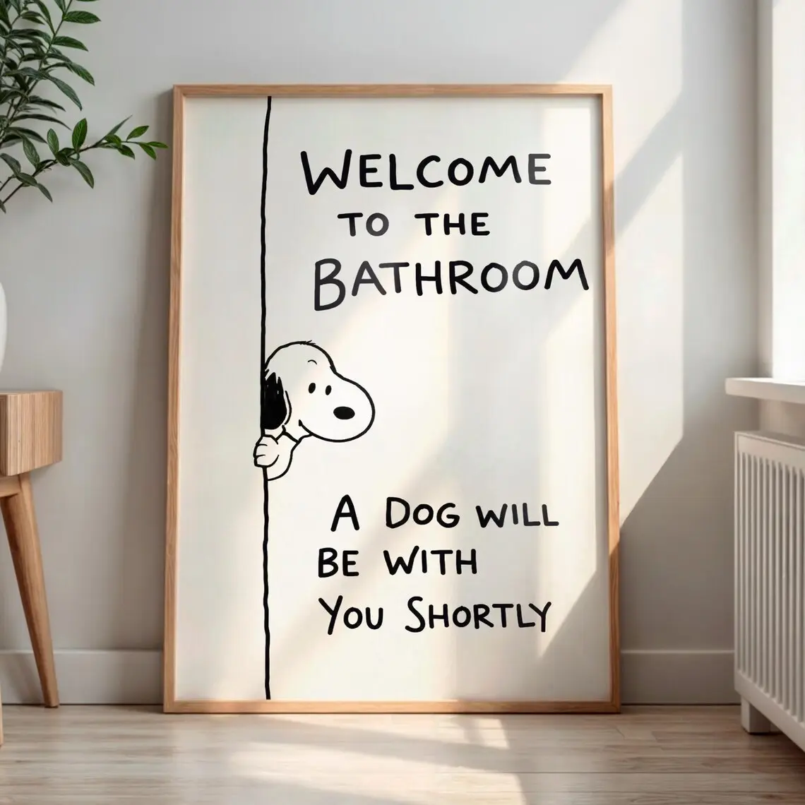 [Sale off up to 55%][Free Ship] Snoopy Bathroom Wall Art, Funny Bathroom Poster, Welcome to the Bathroom Print, Minimal Snoopy Humor Decor