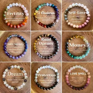 Fertility 7 Chakra Self-Love Anti-Anxiety Road Opener Dream Love Spell Bracelet Natural Healing Crystal Gorgeous Stone Gemstone Jewelry Energy Love Girlfriend Boyfriend Souvenir Valentine Anniversary New Year Christmas Halloween Birthday Gift