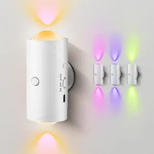 USB Rechargeable Smart LED Night Light with Motion Sensor - RGB Gradient Dimmable Magnetic Wall Lamp, LED Lights for Indoor Ambient Lighting, Bedroom or Hallway Room Decor with Easy Charging soft white