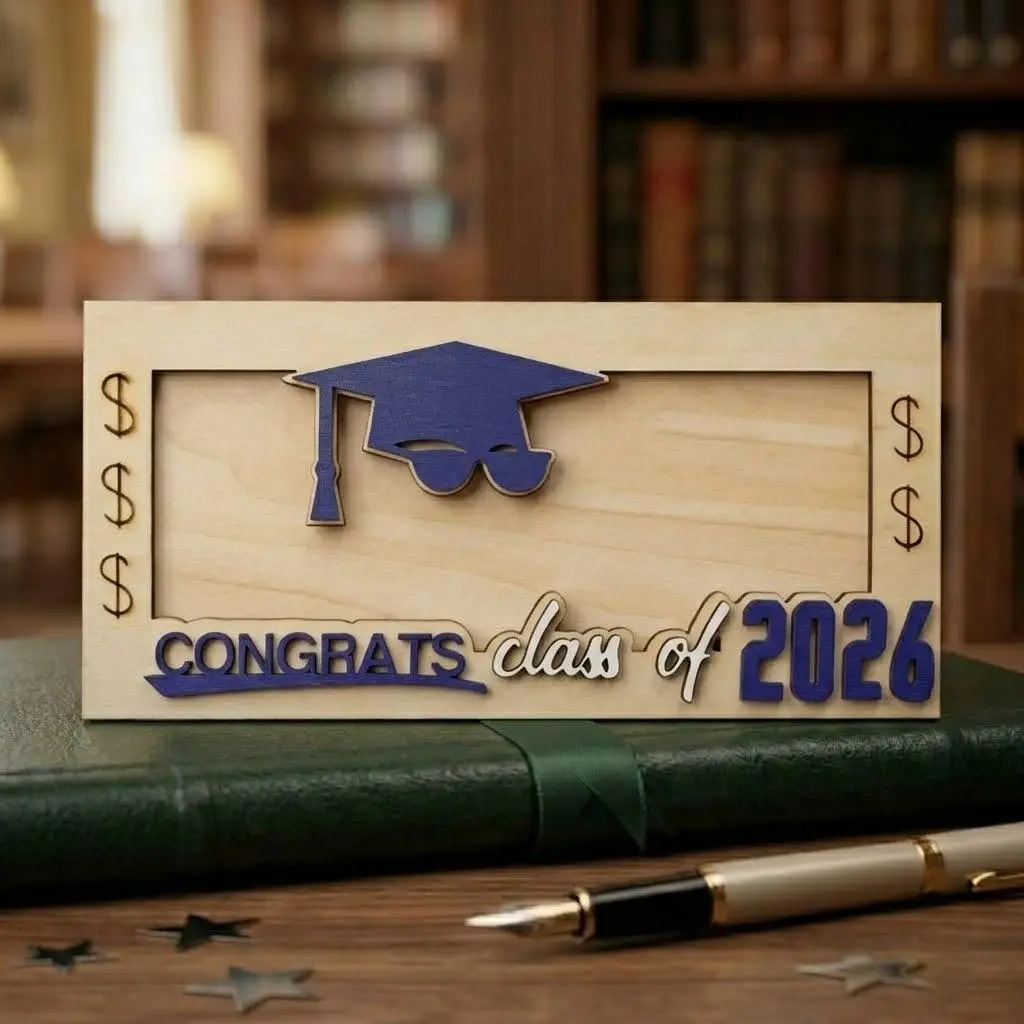Graduation 2026 Holder-Unique Wooden Gift Box for Class of 2026, Creative Graduation Gift for Seniors outdoorfun kit Vintage Woody Cute Gifts In Box Gift Boxed Back to School