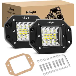 Nilight 2PCS 42W Aluminum Flush Mount LED Light Pods, Upgraded Spot-Flood Combo Beam, Easy-Install Off Road Lights for 4x4 Trucks