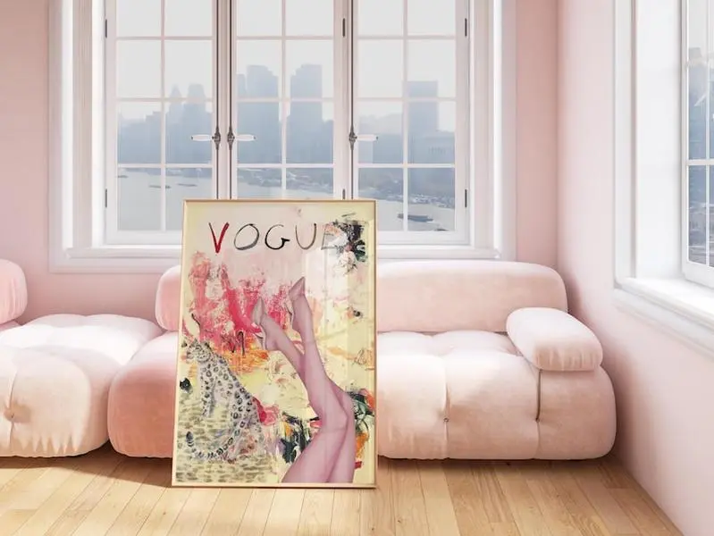 Vintage 90S Vogue Poster Chic Fashion Collage Wall Art Stylish Dorm Room Decor