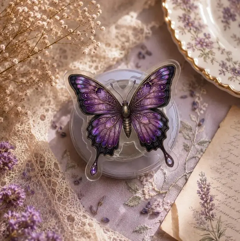 Purple Butterfly MagSafe Phone Grip: Celestial Whimsigoth Aesthetic Magnetic Phone Holder, Mystical Dark Feminine Fantasy Reader Kindle Gift
