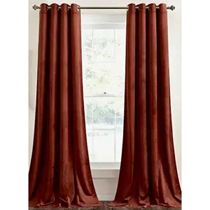 Blackout Velvet Curtain Panels - Rust