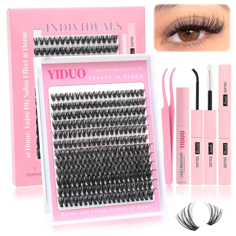Individual False Eyelashes Kit, 240pcs Volumized False Eyelashes Volume Eyelashes Natural Look Feline Lash Look Eyelash Extensions, DIY Eyelash Extensions, Self Grafting Curl Eyelashes, Eye Makeup Enhancement False Eyelashes for Women, Cosmetic