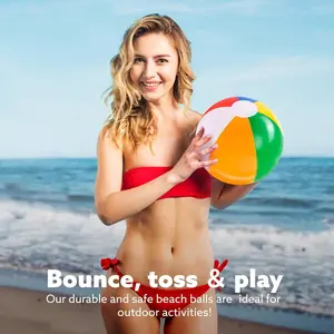 30cm Inflatable Beach Ball, Rainbow Color, Perfect for Pool Games & Summer Fun, Ideal for Adults & Teens, Essential Beach Accessory, Pool Floats