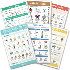 6 Count Playtime Notepads for Kids 40 Pages of Imaginative Role Play Durable Tear Off Pages Perfect for Preschool Kindergarten Homeschooling Enhances Creativity and Social Skills