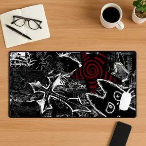Grunge Cat Mouse Pad, Dark Aesthetic Desk Mat, Edgy Cat Mousepad, Alternative Desk Setup, Gothic Cat Desk Mat, Cute Dark Decor