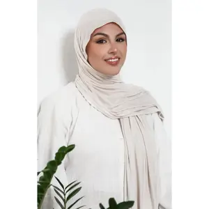 Patterned Jersey Hijab - Ivory