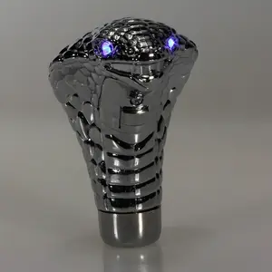 Universal Chrome Red Blue LED Eyes Car Cobra Manual Gear Shift Knob Snake Shifter