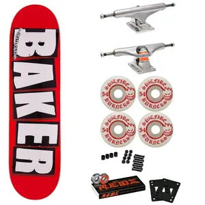 Baker Skateboard Complete Red/White 8.625" Spitfire, Independent, Bones Reds