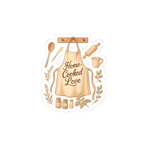 Home Cooked Love Apron sticker | Kiss-Cut Sticker, Kitchen utensils, Baking design