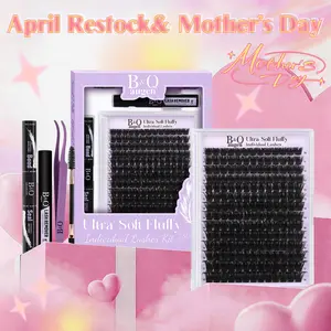 Black Pearl Kit 200D l B&Q Dramatic Soft Mega Thick Volume Individual Clusters,D-Curl, DIY Ultra Soft Eyelashes Extension,Waterproof Sleep proof,Week Long Lasting,Salon Full Fake Lashes, Makeup Cosmetic Lash Stacking Vacation Lash Mother Gift