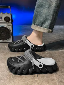 Unisex's Minimalist Casual Lace Up Clogs, Trendy Soft Non-slip Comfortable Clogs, Fashionable Shoes for Indoor & Outdoor Wear