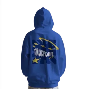 Trueform Cosmic Oversized Hoodie – Blue & Yellow Graphic Design