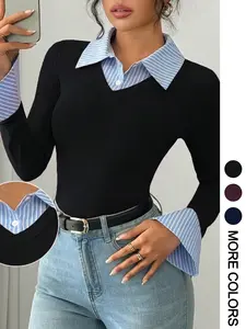 Women's Long Sleeve Slim Fit Knit Top, Elegant Spring Summer Fashion, Perfect for Daily Wear, Stylish and Comfortable Women's Clothing