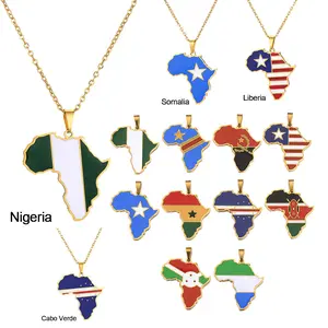 Creative map necklace Necklace Popular Necklace World Map Flag Necklace Map Jewelry Pendant Men and Women Jewelry Store