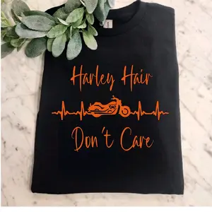 biker shirt Harley hair dont care motorcycle riding rider popular short sleeve tshirt