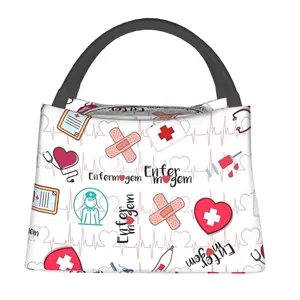 Lunch bag for both men and women, reusable hand-held insulation bag, ECG and medical item patterns, is an essential item for outdoor camping and daily commuting. It is made of safe and durable insulation material, with a portable and stylish design