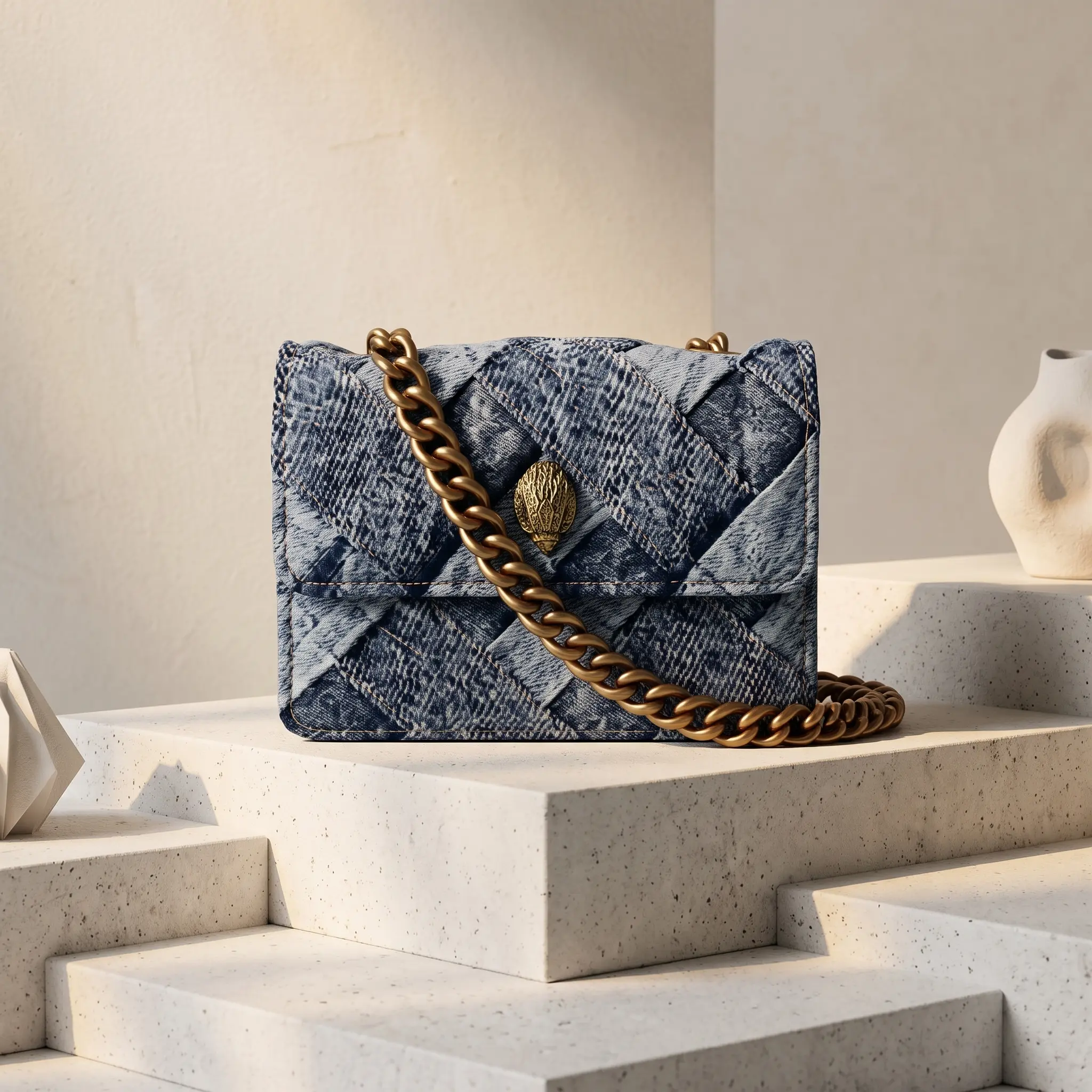 Women's Embellished Micro Kensington Crossbody Bag, Kurt G Designer Women's Shoulder Bag for Daily Use, Trendy Small Card Purse Mini Handbag, Luxury Fashion Purse, Chic Mini Crossbody Bag, Elegant Women's Accessories