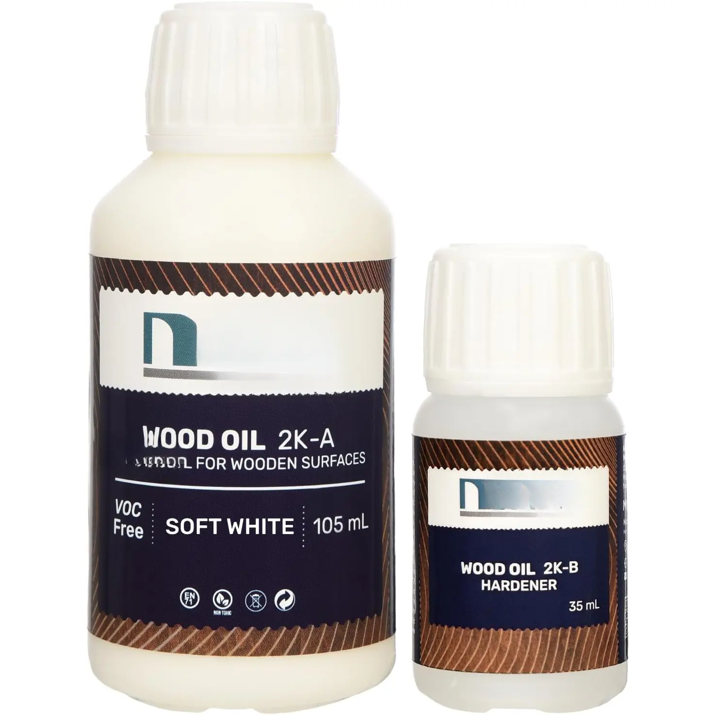 2 Component Wood Stain Oil, 140 mL (4.73 fl oz), Soft White, Easy to Apply, Very Low Odor, Linseed Oil, Interior Furniture & Flooring, Dries Fast, VOC/Solvent Free, Hardwax Oil