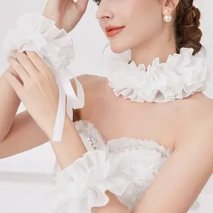 Lace Clown Collar Neck Ruffle Victorian Jester Collars (white 0, One Size)