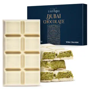 Eastanbul Dubai Chocolate Bar Pistachio, 7oz, Premium Pistachio Dubai White Chocolate Bar, Viral Candy with Shredded Phyllo Dough, Knafeh, Gift Box