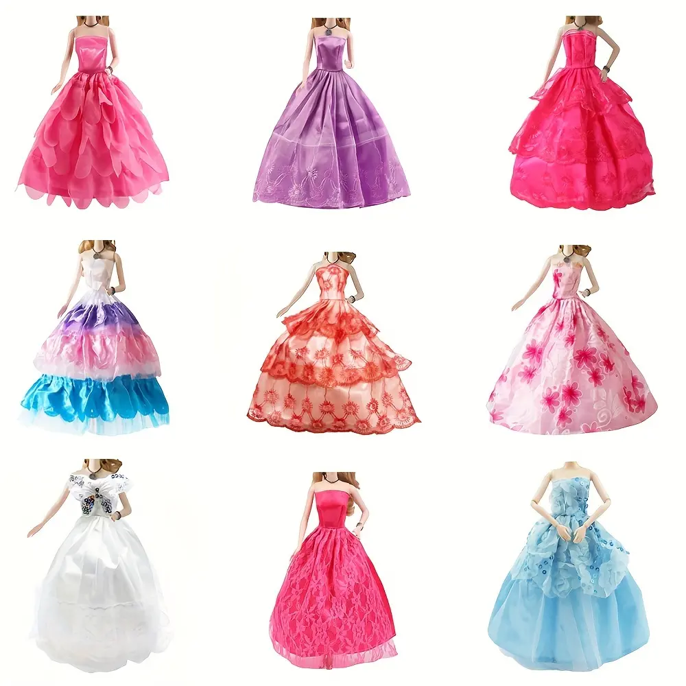 9-Piece Doll Outfit Set for 11.5in Fashion Dolls - Handmade Dress & Accessories for Wedding, Birthday Gifts, Role Play, Doll Dress Fashion Dolls & Accessories