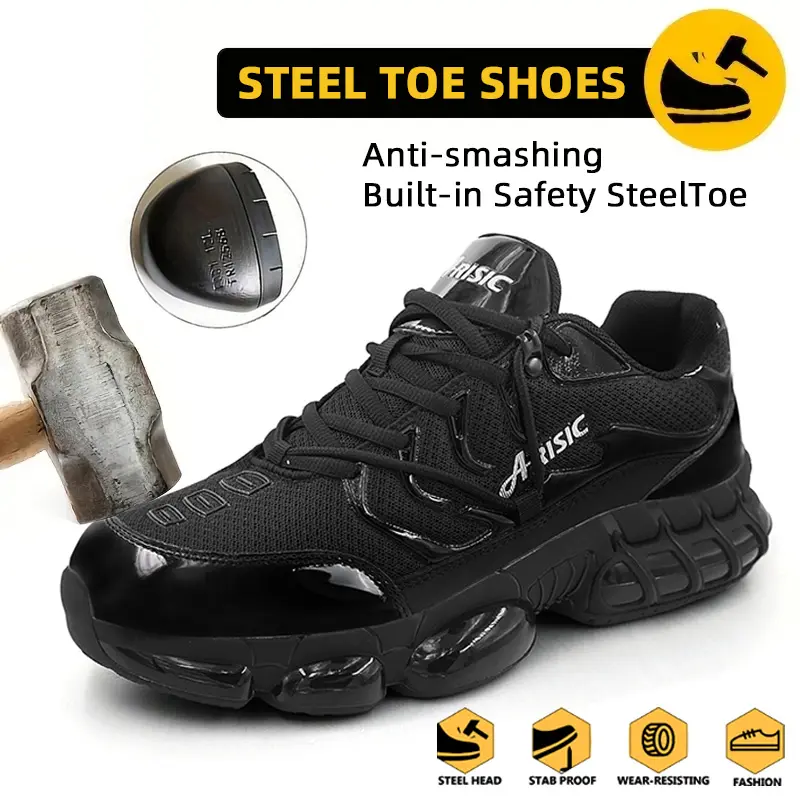 Steel Toe Shoes for Men IndestructibleWork Shoes Lightweight Steel ToeSneakers Non Slip Safety Shoes PunctureProof Composite Toe Shoes,father'sdaygifts