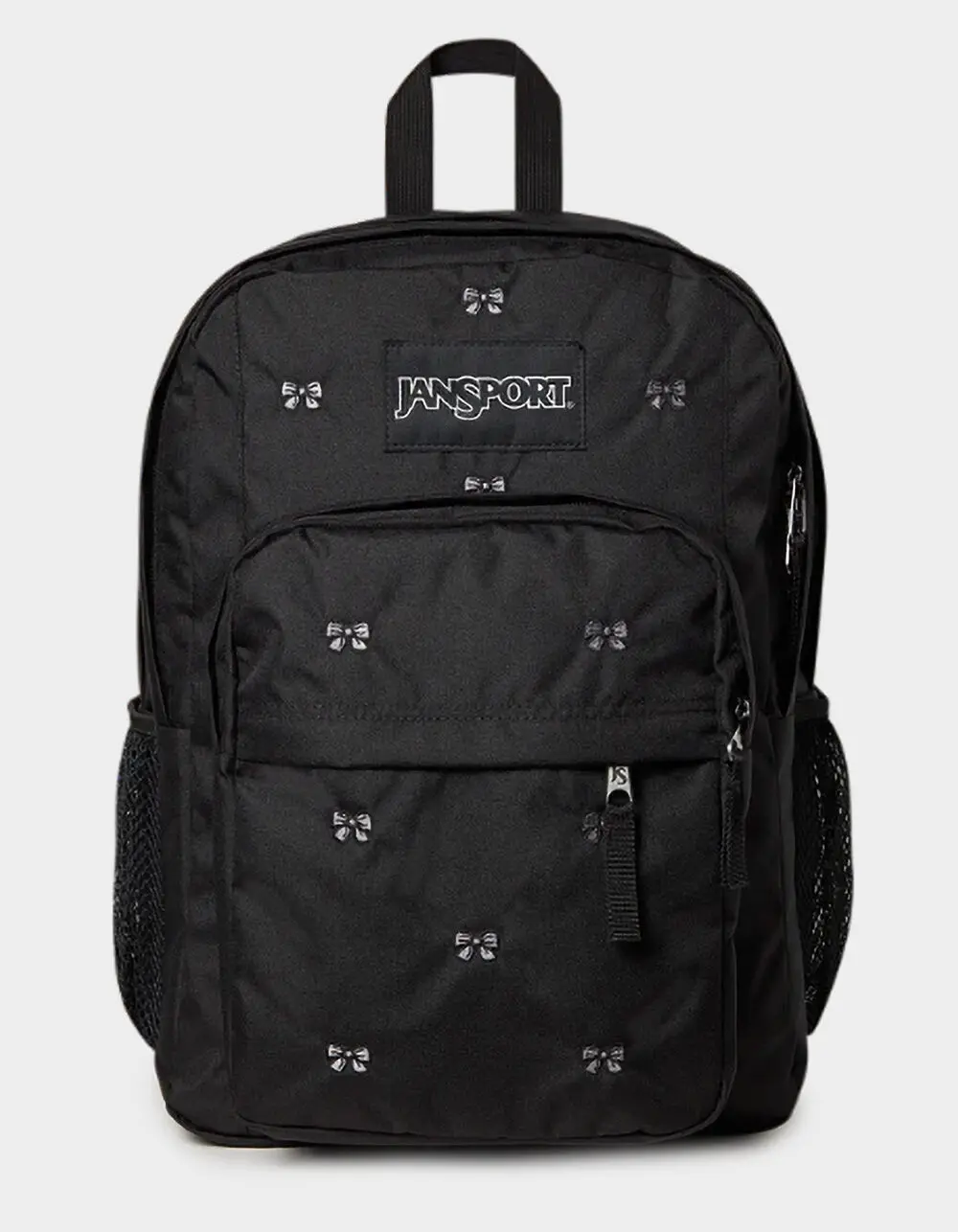 JANSPORT Big Plans FX Backpack, Embroidered Bows Black JANSPORT Big Plans FX Backpack, Embroidered Bows Black