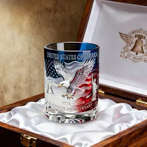 A commemorative Ceramic whiskey mug commemorating America's 250th Independence Day, July 4th Patriotic Collection Gift