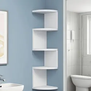 Pet Storage Rack，Corner wall-mounted shelf, 5-tier storage unit, floating display shelf—perfect for home, living room, bedroom, office, bathroom, and small spaces